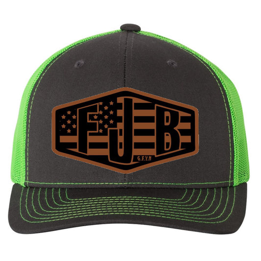 FJB Leather Patch Richardson 112 Trucker Hat