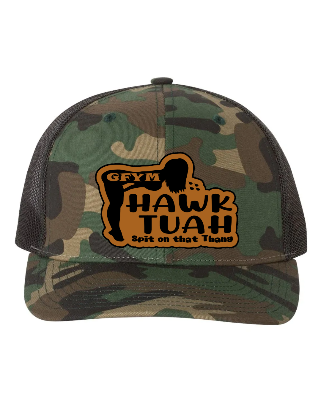 GFYM HAWK TUAH Richardson 112 Trucker Leather Patch Hat