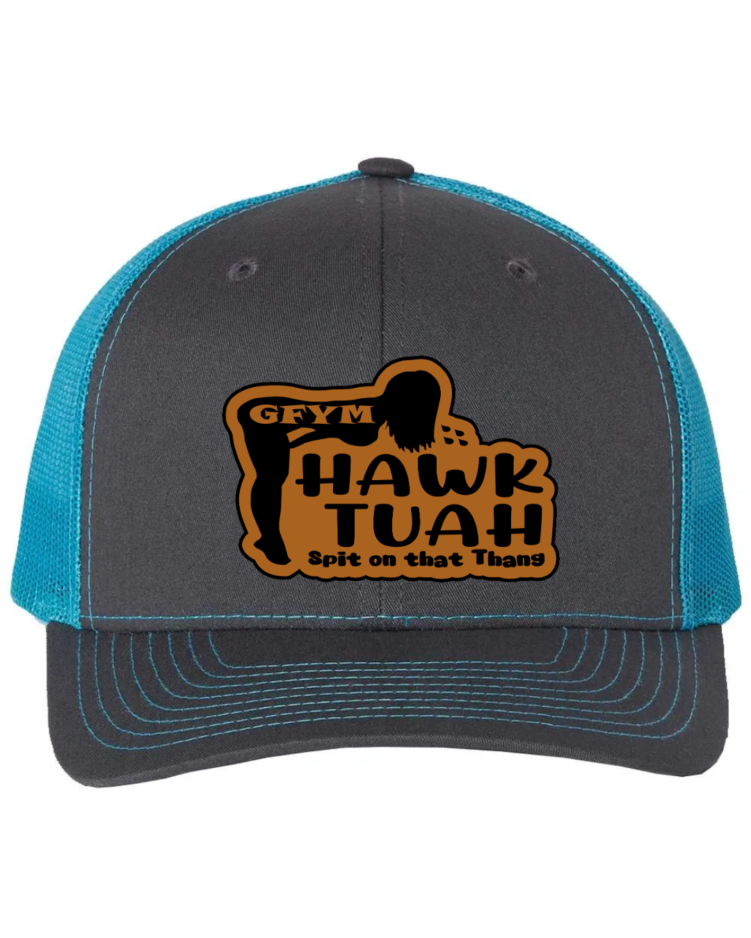 GFYM HAWK TUAH Richardson 112 Trucker Leather Patch Hat