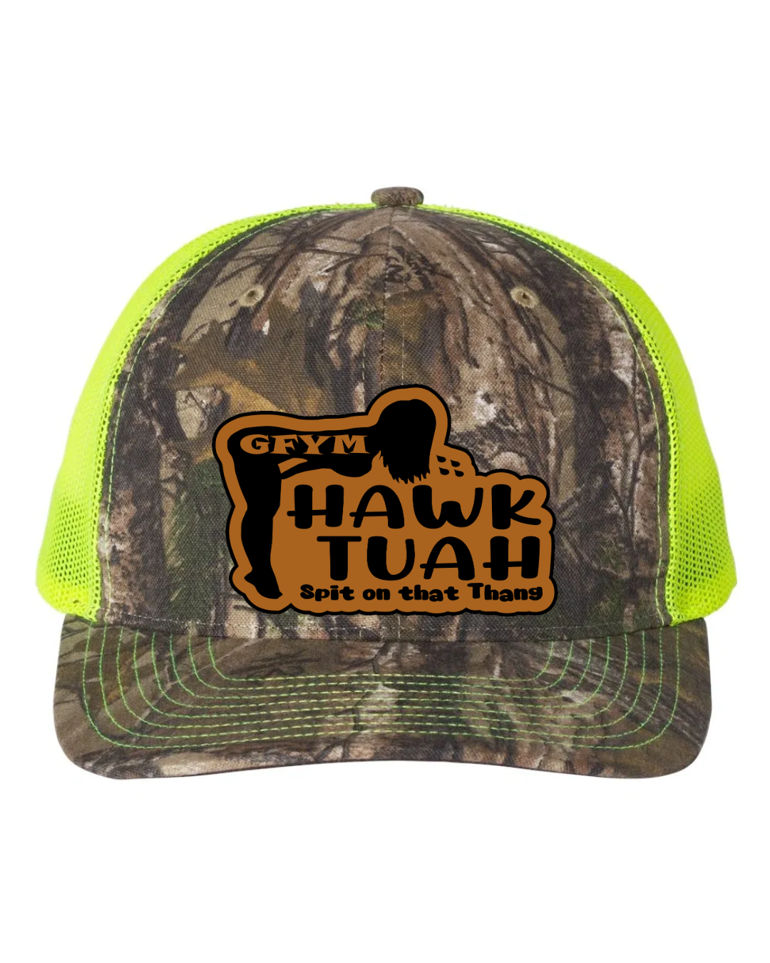 GFYM HAWK TUAH Richardson 112 Trucker Leather Patch Hat