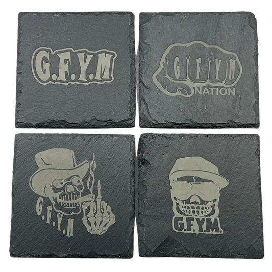 GFYM Laser Engraved Slate Coasters Set of 4