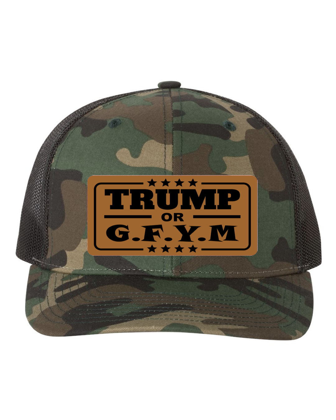 TRUMP or GFYM Richardson 112 Trucker Leather Patch Hat