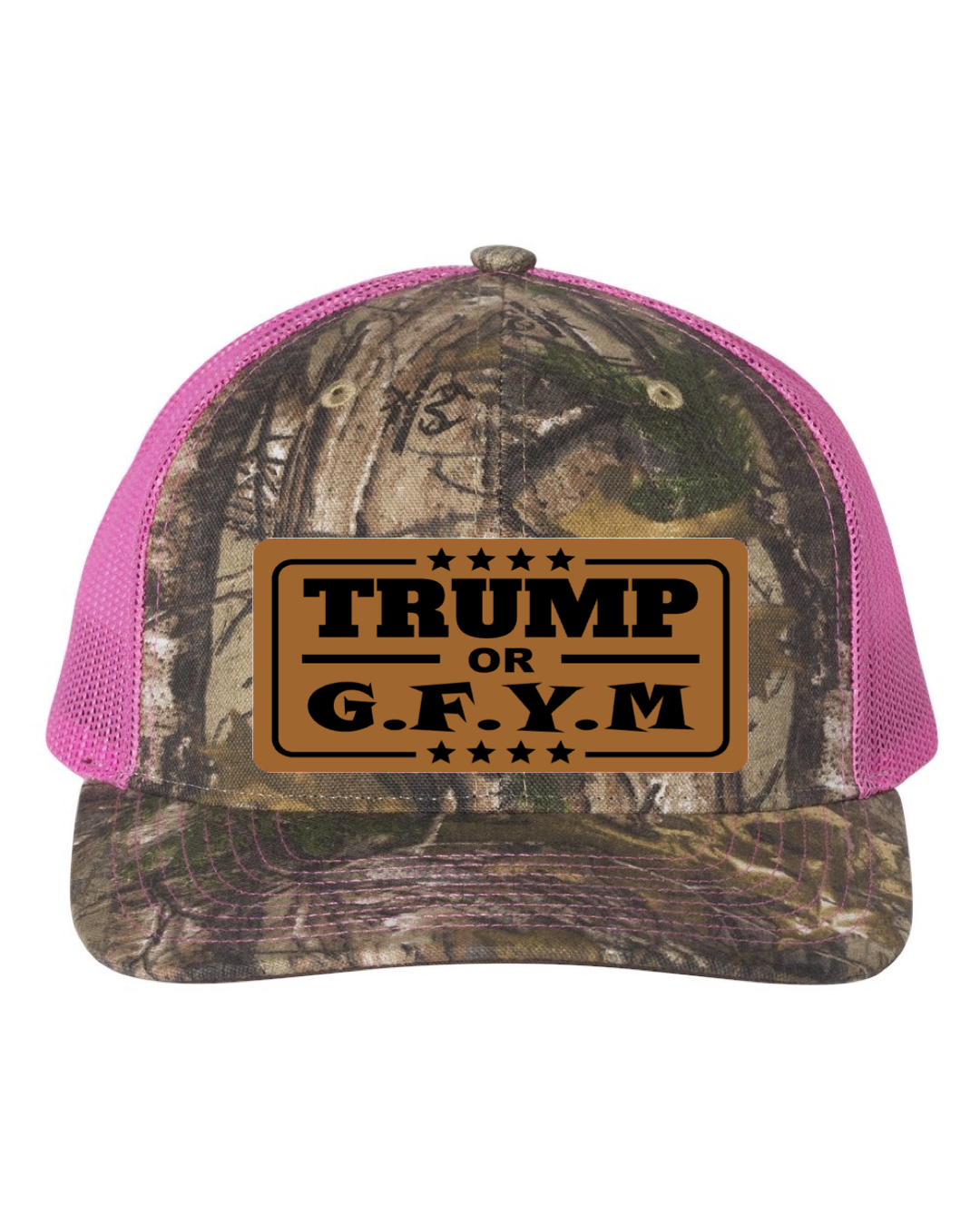 TRUMP or GFYM Richardson 112 Trucker Leather Patch Hat