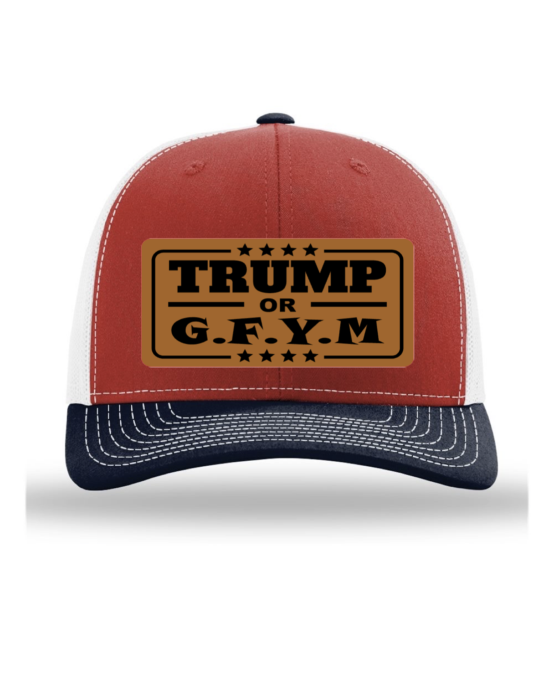 TRUMP or GFYM Richardson 112 Trucker Leather Patch Hat