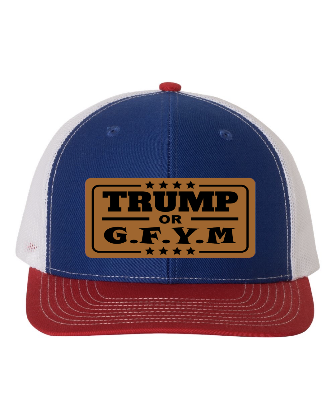 TRUMP or GFYM Richardson 112 Trucker Leather Patch Hat