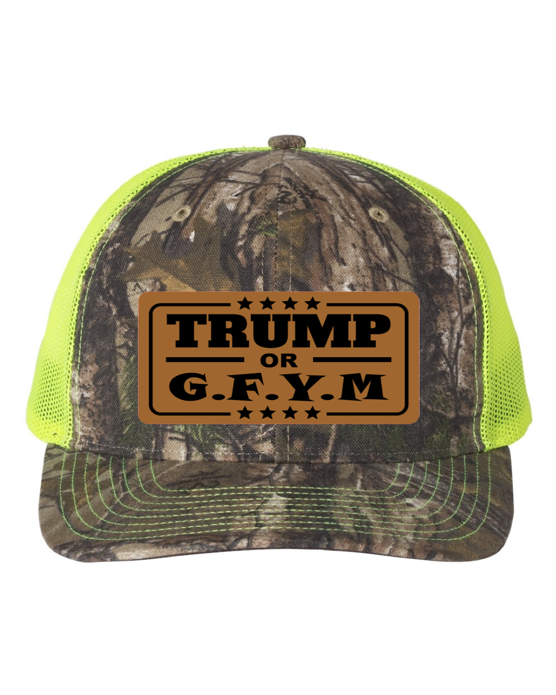 TRUMP or GFYM Richardson 112 Trucker Leather Patch Hat