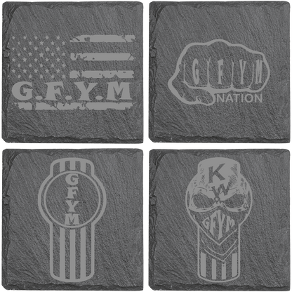 GFYM Laser Engraved Slate Coasters Set of 4