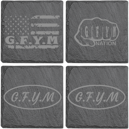 GFYM Laser Engraved Slate Coasters Set of 4