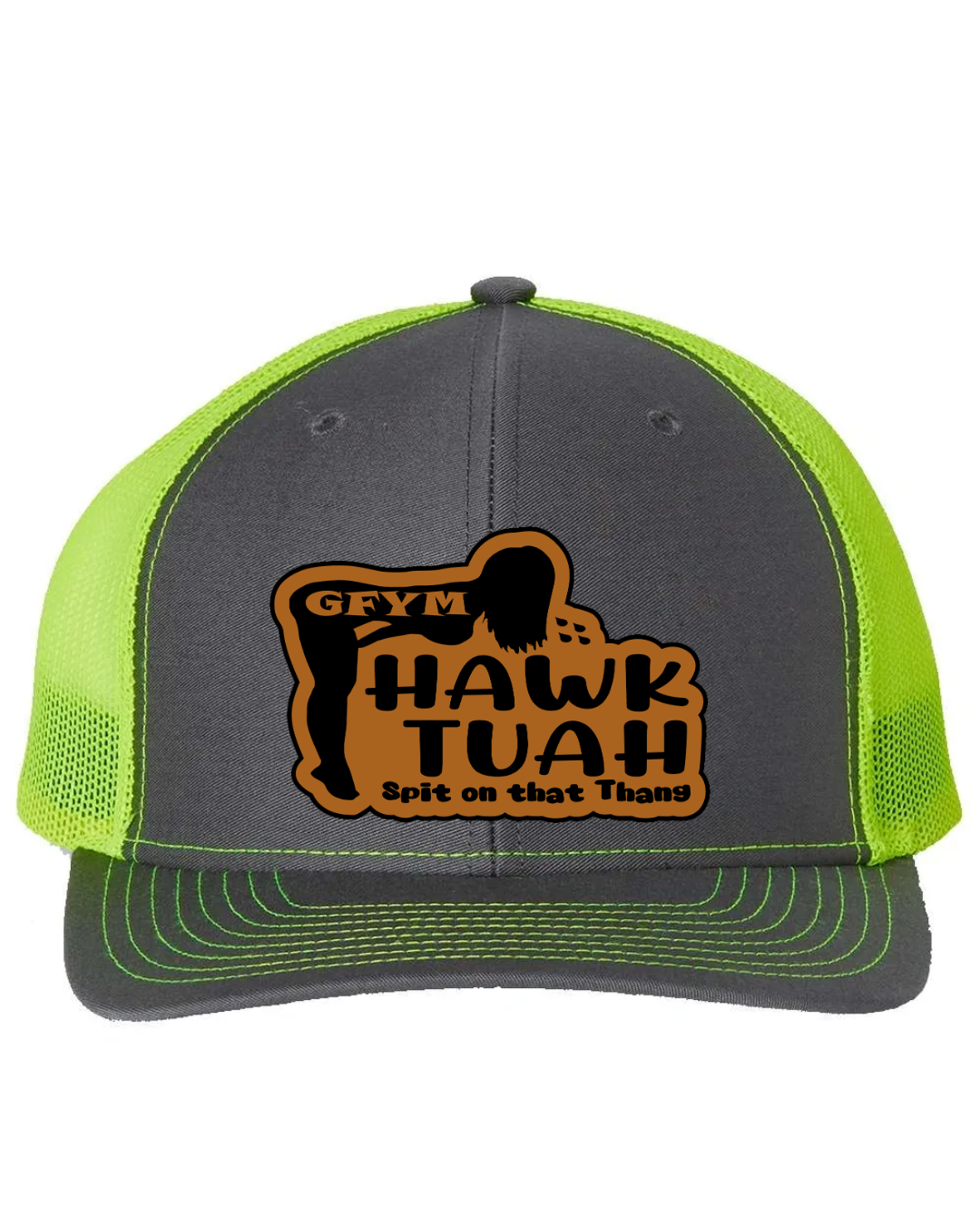 GFYM HAWK TUAH Richardson 112 Trucker Leather Patch Hat