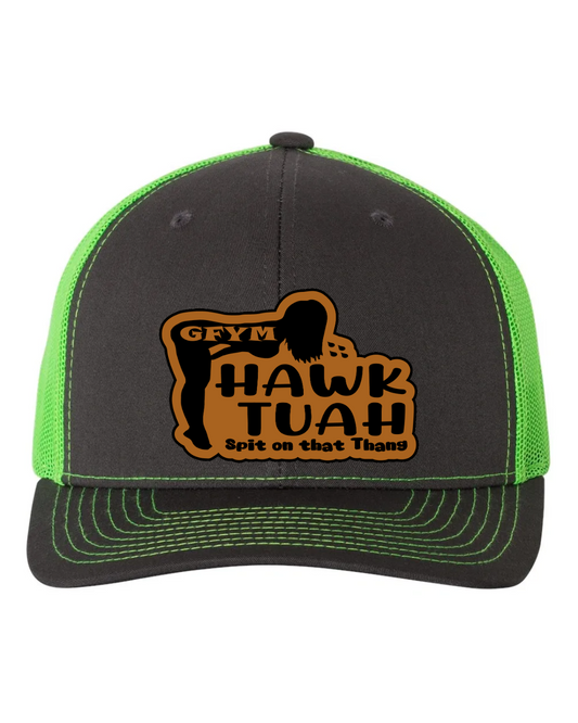 GFYM HAWK TUAH Richardson 112 Trucker Leather Patch Hat